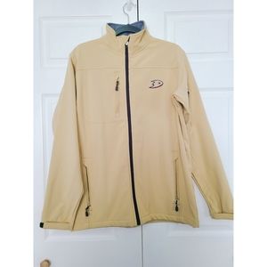 NHL Anaheim Ducks Hockey Fleece Lined Zip-up Tan Athletic Embroider Logo Jacket